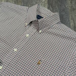 Polo Ralph Lauren Button Down Shirt Mens Large Red Blue Gingham Check Stretch